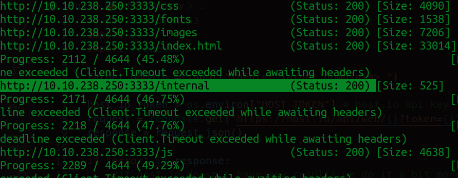 gobuster output