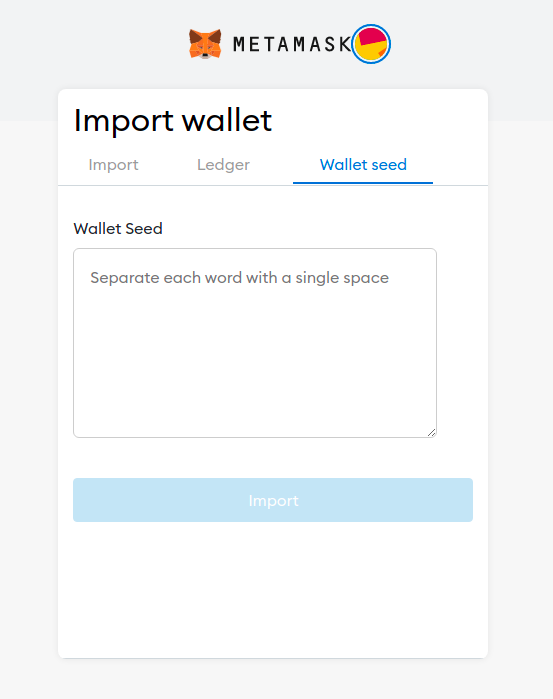 MetaMask Phish Kit seed harvester page