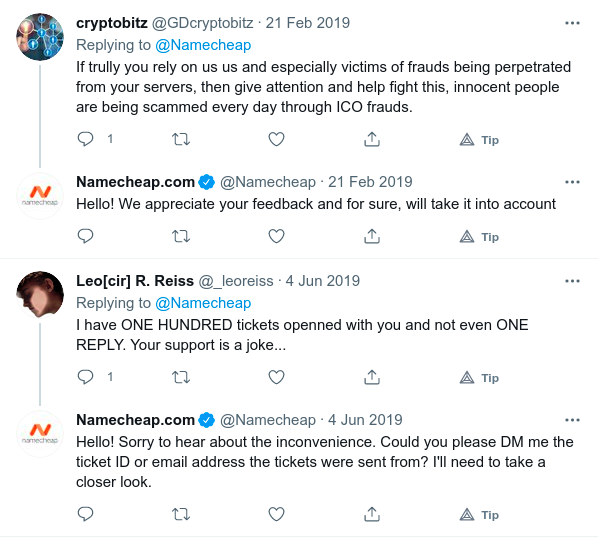 NameCheap Does Not Respond to Tickets