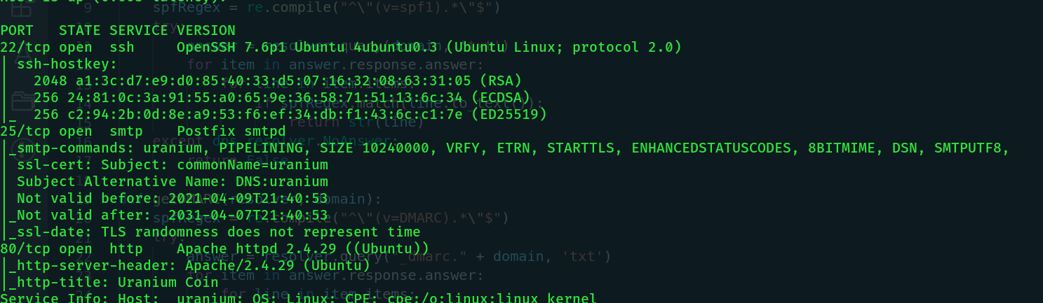 uranium nmap scan